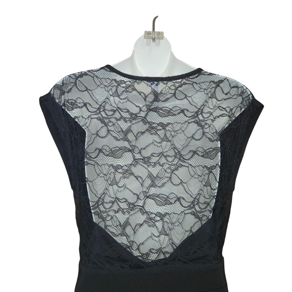 Michael Stars XS Black Draped Cowl Neck Dress Lace Back Stretch Sheath LBD Sexy - Picture 5 of 13